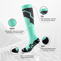 Chaussettes de compression professionnelles pour le dropshipping, usine OBM, chaussettes montantes colorées en Spandex/Polyester pour jeunes, course à pied et cyclisme printemps