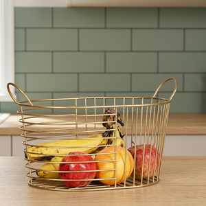 <b>Round</b> Metal <b>Storage</b> <b>Basket</b> Kitchen Fruit Holder Minimalist Design Durable Food Container - Product Image 2