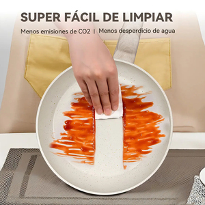 Juego de Ollas y Sartenes Modernas de Cerámica con Revestimiento de Mármol, Tapas de Vidrio, Asas de Baquelita, Antiadherentes, de Aluminio, Aptas para Gas e Inducción, Resistentes al Horno - Product Image 5