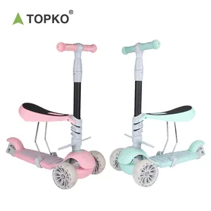 TOPKO 3 Trong 1 Cho Trẻ Em Scooter Có Thể Trượt Và Ngồi, Với PU Bánh Xe Flash Trẻ Em Scooter