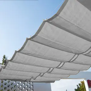 1.5*5m 185gsm HDPE Beige Manual Slide-on Wire Shade Hung Canopy for Pergola Wave Shade Sail