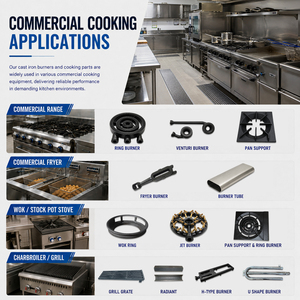 Bruciatore in ghisa per fornello a gas commerciale per hotel, parti frontali OEM, produttore personalizzato GPL/GNL per impieghi gravosi - Product Image 5