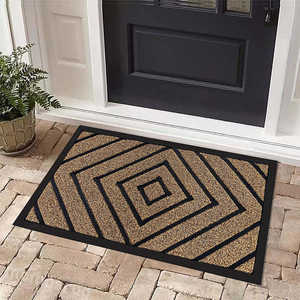 Alfombra de entrada moderna geométrica rectangular para exteriores, antideslizante, de fibra de viscosa absorbente, para uso doméstico. - Product Image 1
