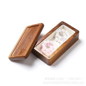 Walnut Wood Jewelry <b>Box</b> 7 Inch Eco-Friendly Storage Case For <b>Earrings</b> And Rings Vintage Solid Wood Travel Organizer - Product Image 2