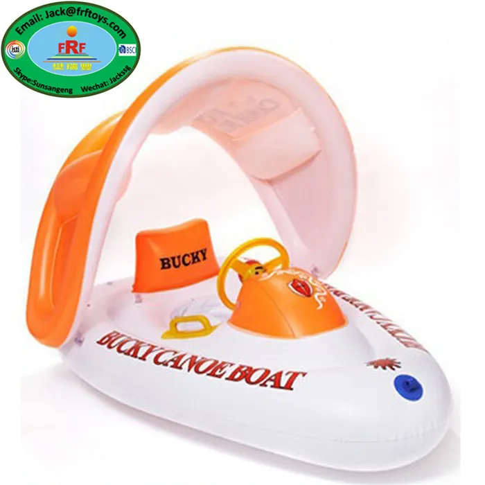 Kid Children Baby Water Toys Swimming Pool Water Playing Summer Beach Inflatable Canoe Boat Tube with Sunshade