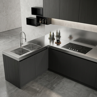 Comptoir de cuisine modulaire en acier inoxydable 304 de qualité alimentaire, étanche, avec bord surélevé en acrylique pour salle à manger commerciale
