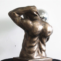 Statue d'hommes musclée taille de vie en résine Bronze, sculpture masculine, jardin, extérieur