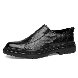 FAPALEC Mocassins en cuir véritable pour hommes, bout rond, à enfiler, chaussures formelles, pour le bureau, les affaires, confortables, respirantes, absorbant les chocs - Product Image 5