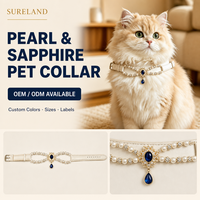 Collier réglable pour animaux de compagnie en ABS, style princesse, avec perles et saphirs, orné de fleurs, pour chats et petits chiens