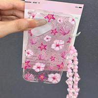 Nouvelle coque de téléphone rose à motifs pour iPhone 16 18 Pro Max 13 12 17, coque transparente en cristal avec paillettes, coque arrière pour téléphone portable