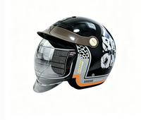 Casque de moto rétro élégant pour adulte avec visière anti-buée pliable, rembourrage intérieur respirant et lavable