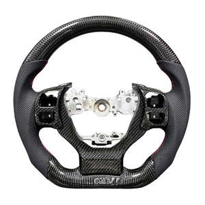 Volante Deportivo Personalizado de Fibra de Carbono y Cuero con Costuras Rojas para <span class=keywords><strong>Lexus</strong></span> IS ES ES300 GS GS350 <span class=keywords><strong>NX</strong></span> CT200 RC IS350 con Franja Roja - Product Image 1