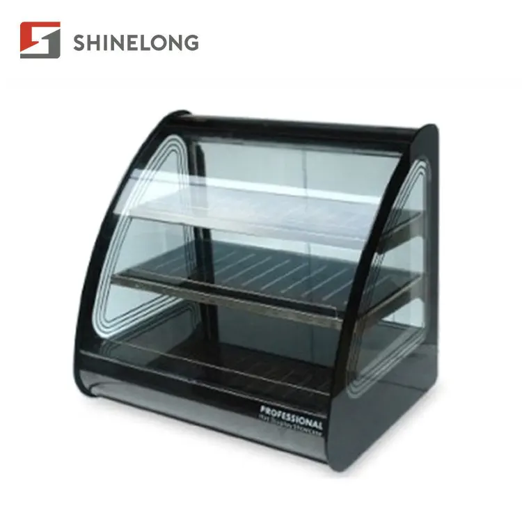 Angnk611 — vitrine chauffante en verre incurvé, présentoir isolant pour aliments chauds