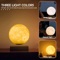 Lámpara Nocturna de Luna Levitante 360 °   Lámpara LED Magnética Flotante Giratoria de 3 Colores, Material ABS, para Decoración de Escritorio en Casa u Oficina