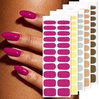 Bandes de gel pour ongles de qualité salon BSA 22tips, couleur unie, couverture complète, pour les pieds, effet brillant, sans lampe UV, sans UV, sans lampe UV, bandes de gel pour ongles.