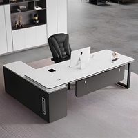 Ensemble de bureau et chaise de direction en forme de L, minimaliste et luxueux, résistant à l'usure et aux taches, pour bureau de PDG