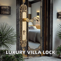 Ensemble de poignées de porte à levier en laiton antique vintage européen, avec serrure et poignée de confidentialité en acier inoxydable pour chambre, salle de bain et porte en bois