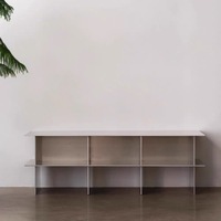 Meuble TV en acier inoxydable, meuble latéral, meuble de rangement, texture filaire, style industriel, minimaliste, meubles de salon