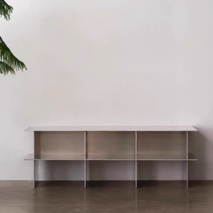 Mobile TV in Acciaio Inossidabile, Mobile Laterale, Armadietto Contenitore, Stile Industriale con Texture a Rete, Arredamento Minimalista per <span class=keywords><strong>Soggiorno</strong></span> - Product Image 6