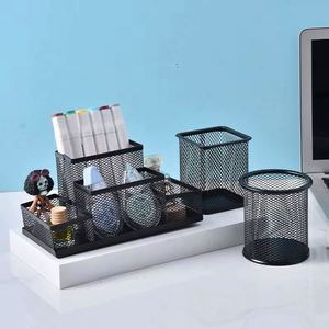 4-Compartment Metal Mesh Desk Organizer Office Stationery Pen Holder and Pencil Cup Desktop Supply Organizer - Product Image 4