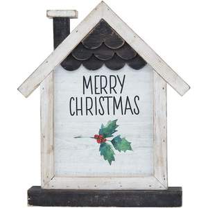 PARISLOFT Feliz Navidad Casa de Madera Decoración de Mesa, Rústica Granja Independiente Adornos de Navidad, Decoraciones de Fiesta de Navidad - Product Image 3