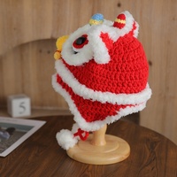 Chapeau de tigre en crochet fait main pour le Nouvel An chinois, festival du printemps, chapeau de lion tricoté, chapeau de danse mignon pour adultes, enfants et famille