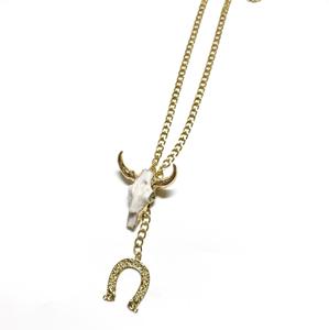 Moda cuerno vaca largo capas collar ganado cráneo Toro cabeza colgante chapado en oro U collar mujeres uso diario joyería al por mayor - Product Image 1