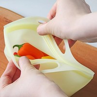 Sacs de conservation alimentaire réutilisables en silicone écologiques, hermétiques et anti-fuites, pour maintien au frais, compatibles sous vide et congélateur