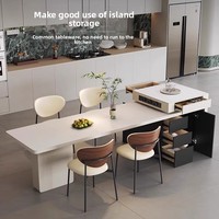 Table-bureau îlot de style italien, luxe léger, combinable, extensible, pliable, avec plaque de cuisson à induction et espace de rangement, pour usage domestique et hôtelier, design moderne