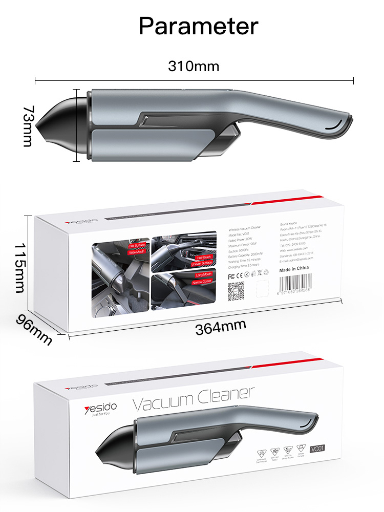 Yesido Powerful Rechargeable Mini Car Sofa Home Seat Vacuum Cleaner Wireless Cordless Handheld Portable Vacuum Cleaner For Car