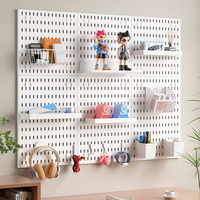 DIY Pegboard Étagère Suspendue Crochets De Rangement Peg Board Organisateur Mural Pas De Poinçonnage Artisanat Organisation pour Garage Cuisine Salle