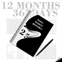2025-2026 planificateurs annuels cadeau de nouvel an conception personnalisée pages intérieures impression ouvert daté 12 mois spirale 365 journaux cahier