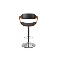 Tabouret de bar confortable avec siège rembourré à hauteur réglable, accoudoirs, cadre en bois moderne, base chromée pour les zones de bar européennes et américaines