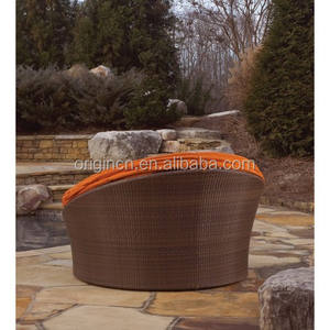 Meubles de jardin de luxe, meubles d'extérieur, chaise longue ronde en osier de plage, auvent, lit de jour en rotin - Product Image 3
