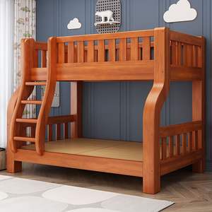 SeaMind Tiroir d'étagère en bois massif Lit superposé à deux étages Lit mère-enfant haut-bas <span class=keywords><strong>Couchette</strong></span> supérieure/inférieure Lits armoire à deux niveaux - Product Image 3