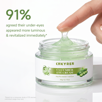 Crème pour les yeux à l'acide hyaluronique biologique et au collagène, masque en feuille de concombre, formule végane, anti-âge, réduit les cernes et les poches