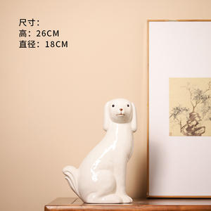 Jingdezhen-Ornements de <span class=keywords><strong>chien</strong></span> en céramique blanche éco-responsable Pop Art Sculpture bijoux pour décoration intérieure Art déco design de table durable - Product Image 6