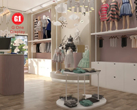 Conception de magasin de vêtements pour enfants modernes, présentoirs de vêtements pour bébés, présentoirs muraux pour magasin d'enfants