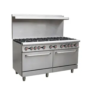 Commercial Restaurant Kitchen Equipment 10 Burners Gas Cooking Range with Oven