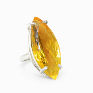 Citrine Faceted Stone Double Barrel <b>Ring</b> in 925 Silver: Radiant Elegance <b>Mothers</b> <b>day</b> gift Crystal Jewelry Gemstone Finger - Product Image 3