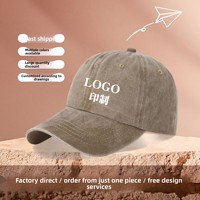 Gorra de Béisbol Coreana Vintage Lavada de 6 Paneles, Ajustable y Lavable, con Logotipo Personalizado Impreso y Bordado, Transpirable, Deportiva