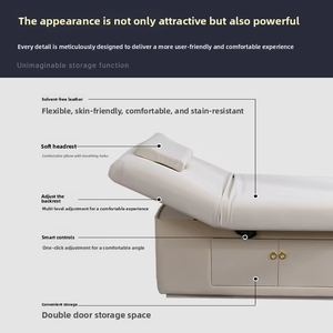 Modern Luxury Factory Wholesale 4 Motors Luxury Upholstered Electric Beauty Bed Heated Facial Treatment <b>Table</b> Spa Massage Couch - Product Image 4