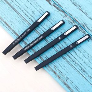 Stylos à bille classiques de luxe en acier inoxydable de haute qualité, noirs, carrés, en plastique, avec logo personnalisé, vente en gros - Product Image 3