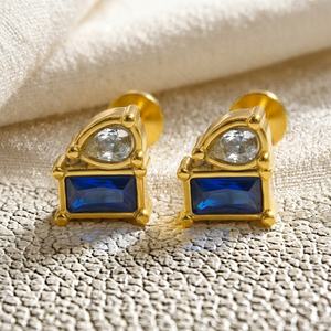 F136 <b>Titanium</b> Alloy <b>Stud</b> Earrings Inlaid Zircon Waterdrop Unisex Hot-selling Foreign Trade - Product Image 1