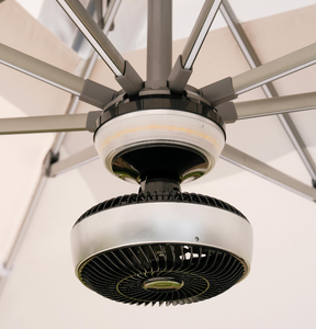 Sombrilla de <span class=keywords><strong>Patio</strong></span> LED Solar LS con Ventilador, Sombrilla de Exterior con Mecanismo de Inclinación para Jardín de Hotel, Sombrilla <span class=keywords><strong>Cantilever</strong></span> Desplazable - Product Image 5