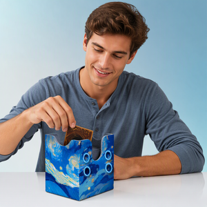 Boîte de rangement pour jeux de cartes TCG, boîte de rangement magnétique sécurisée avec affichage du commandant, capacité de 100+ cartes sous étui, Star Mage, cuir PU - Product Image 4