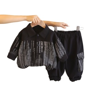Pantaloni camicia da bambino 90 cotone nero bianco stampa Set abbigliamento Casual autunno comodo - Product Image 5