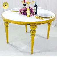 Table de banquet extérieure de luxe moderne en acier inoxydable avec plateau en verre trempé multicolore pour hôtel, mariage et réception