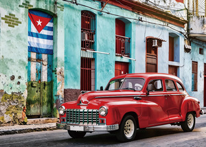 Fondo de Cuba, Habana, Bandera Cubana, Coche Azul Clásico Vintage, Palmeras, Decoración para Fiestas en Cuba, Habana, Pancarta - Product Image 5