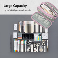 Mehr schicht ige Leinwand-Feder mäppchen mit großer Kapazität Einfarbige Schreibwaren box Hand portabilität Multi-FUNCTIONAL für die Mittelschule